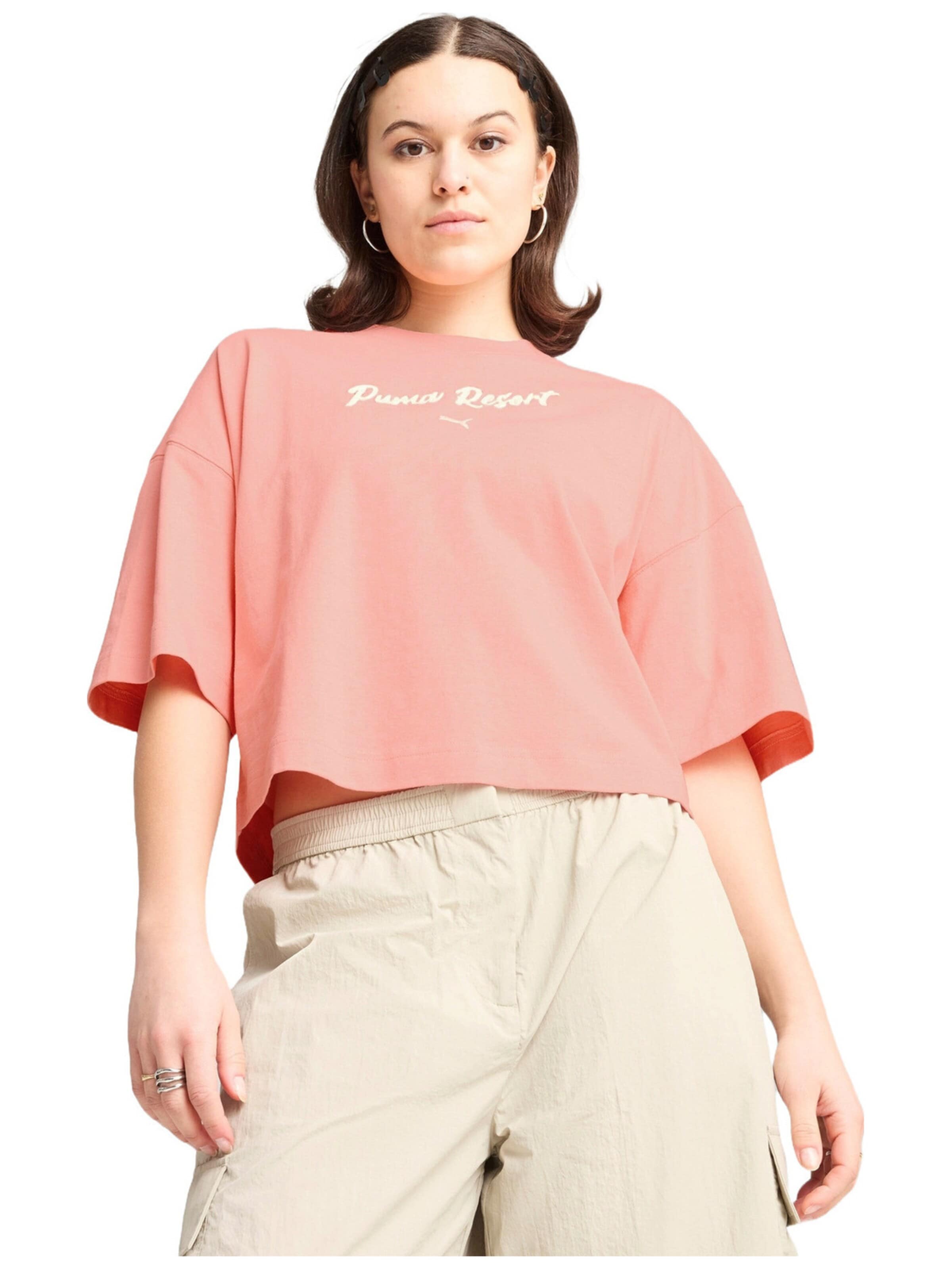 PUMA - Camiseta 'Puma Premium Ess Oversized Graphic Tee' en rosa: frente