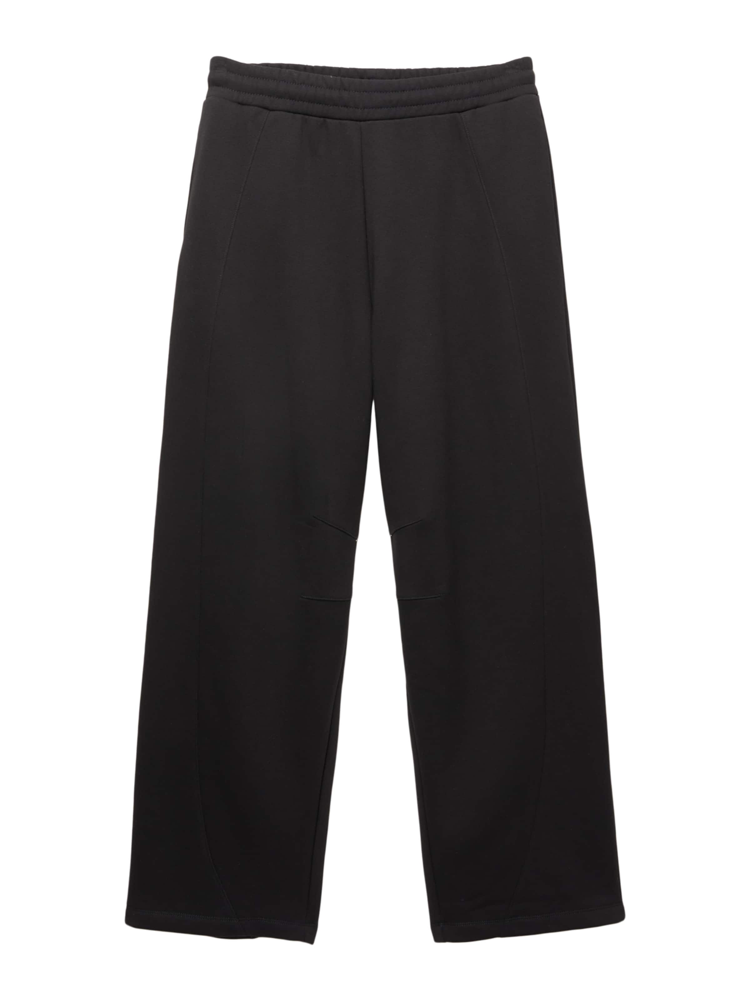 Pull&BearBaggy Hlače - crna boja: prednji dio