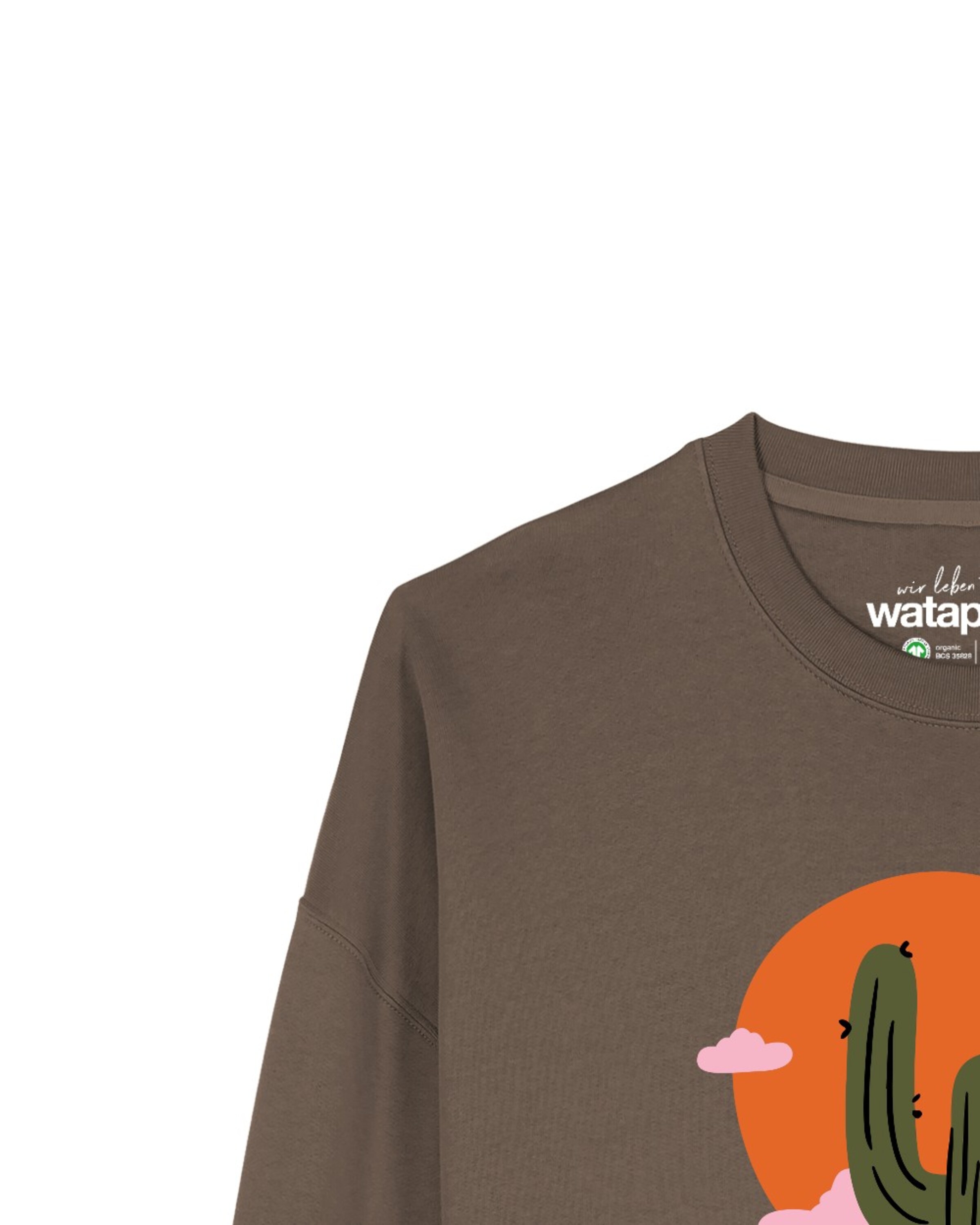 Watapparel Sweatshirt ' Kaktus im Sonnenuntergang ' in Brown