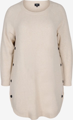 Zizzi Knitted dress 'Sunny' in Beige: front