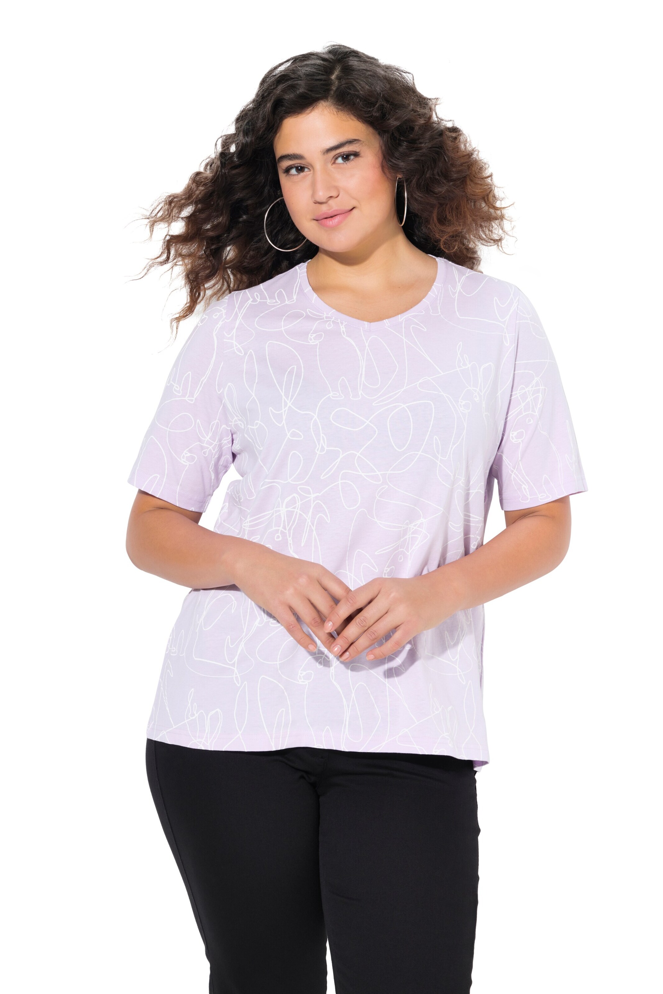 T-shirt Ulla Popken en violet : devant