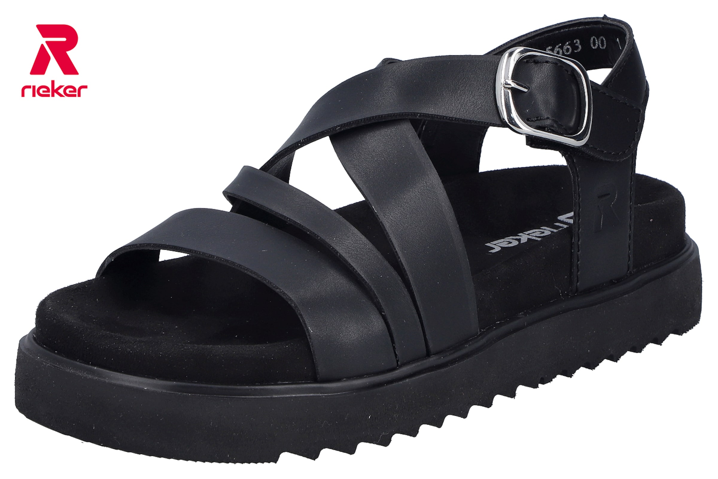 Rieker Strap Sandals 'V5663' in Black: front