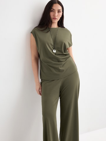 MANGO Wide leg Broek 'CANDELO' in Groen