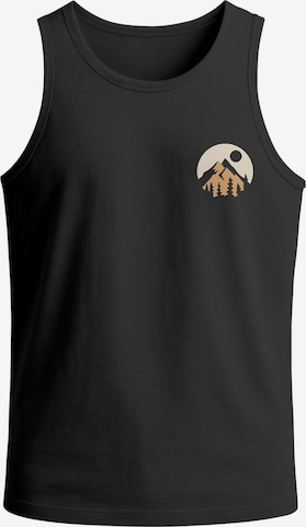 Neverless Shirt 'Mountain Scape' in Black: front