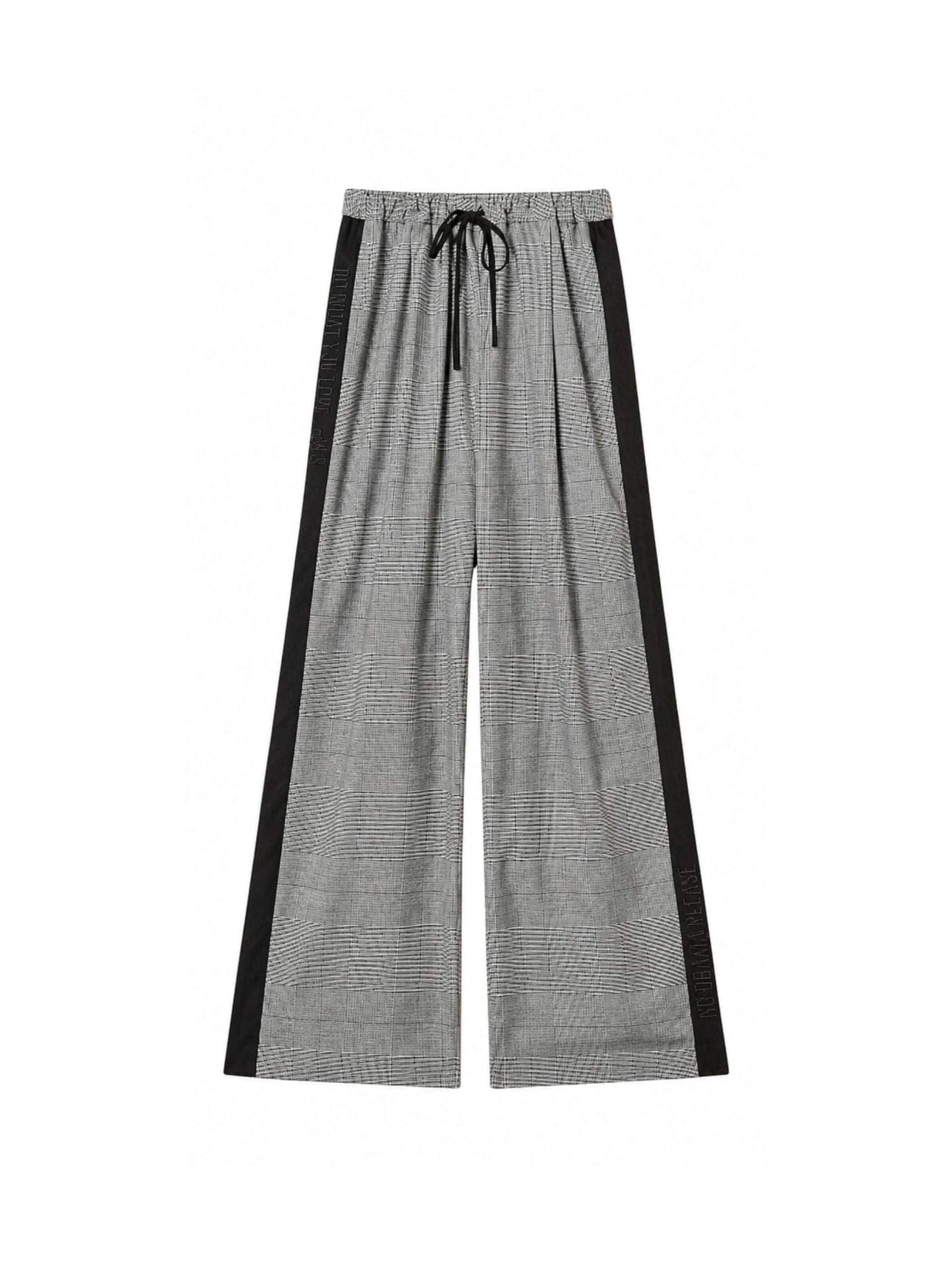Twinset Baggy Byxa 'MYFO Plaid Palazzo Trousers with Side Stripes' i grå: framsida