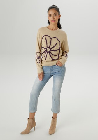 Aniston SELECTED Sweater 'Fm' in Beige