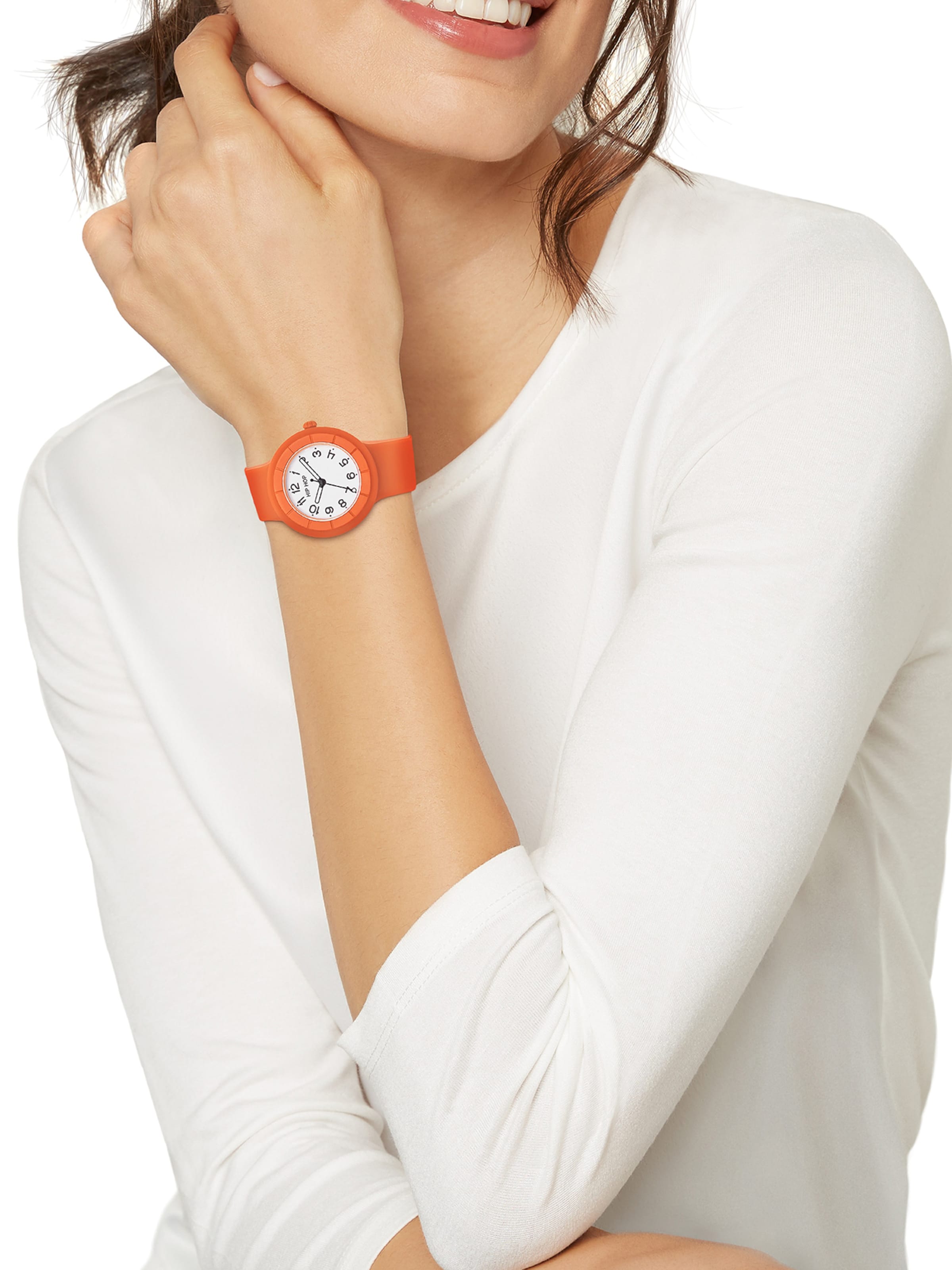 Hip Hop Analog Watch in Orange: front