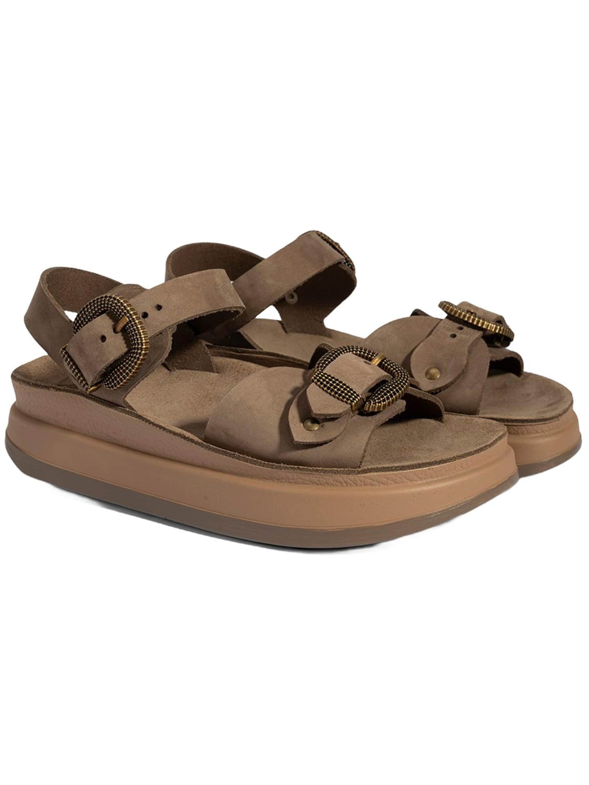 Desa Sandals 'DESA Damen-Keilsandalen aus Nubukleder' in Grey: front