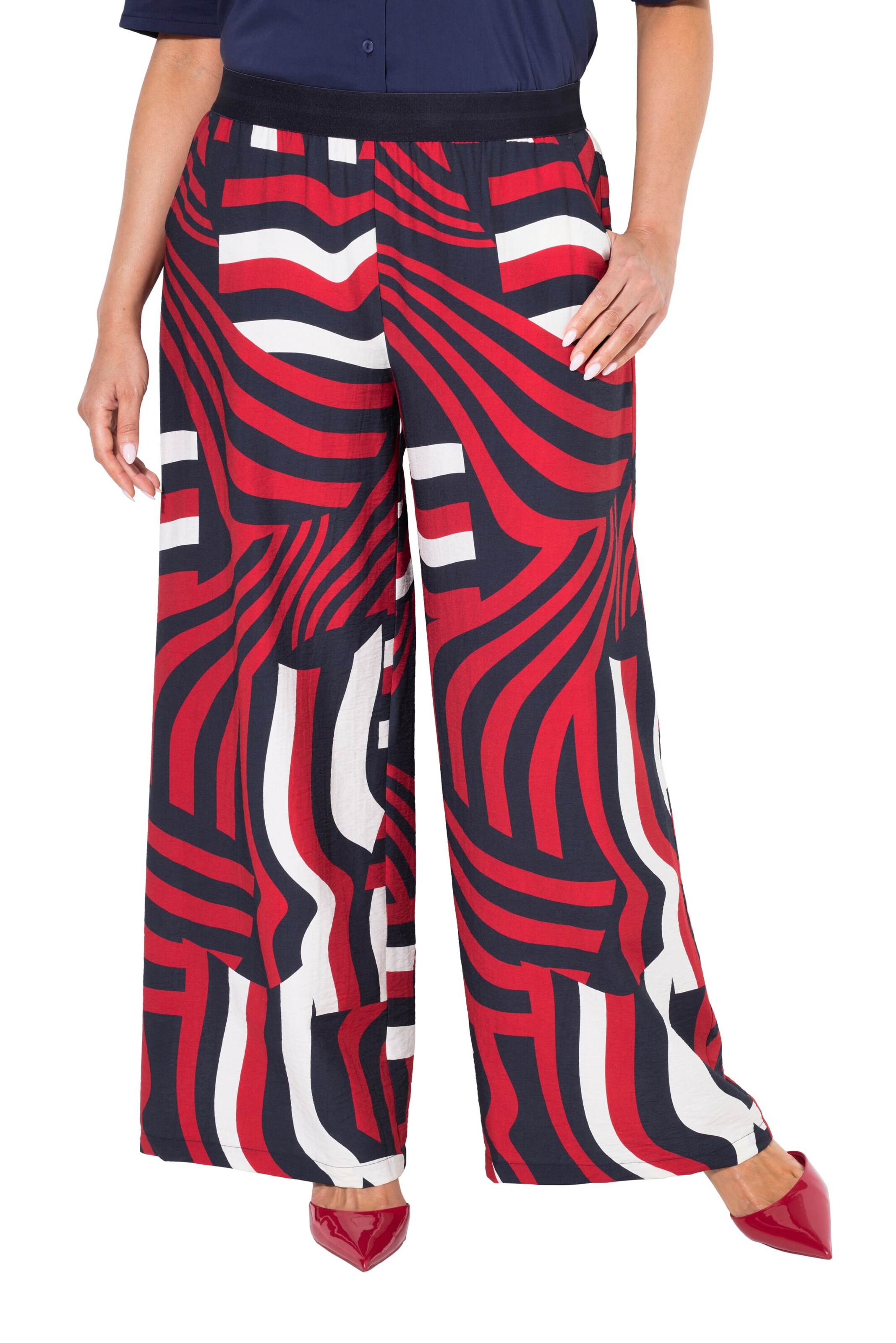 Ulla Popken Wide leg Broek in Rood: voorkant