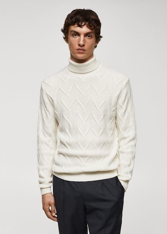 MANGO MAN Pullover 'LADERA' in Weiß: predná strana