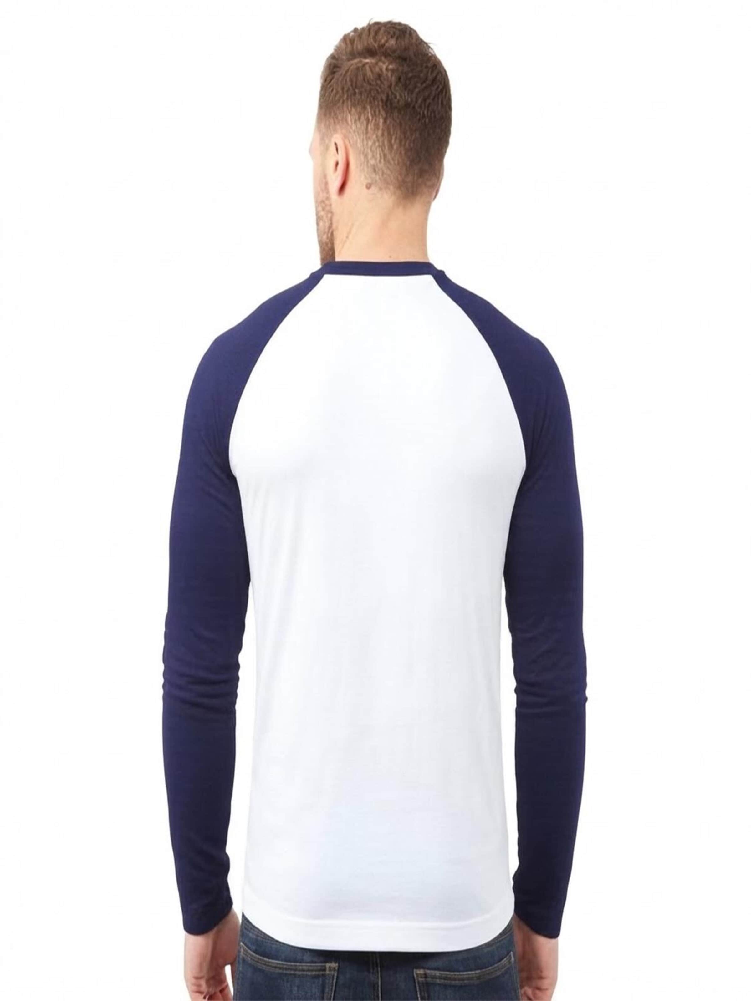 T-Shirt '2-Pack Heren Baseballshirt Lange Mouwen – Wit/Zilvergrijs – Casual Raglan – Maat M' Vanilla en bleu