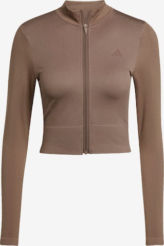 ADIDAS PERFORMANCE - Cárdigan deportivo en marrón: frente