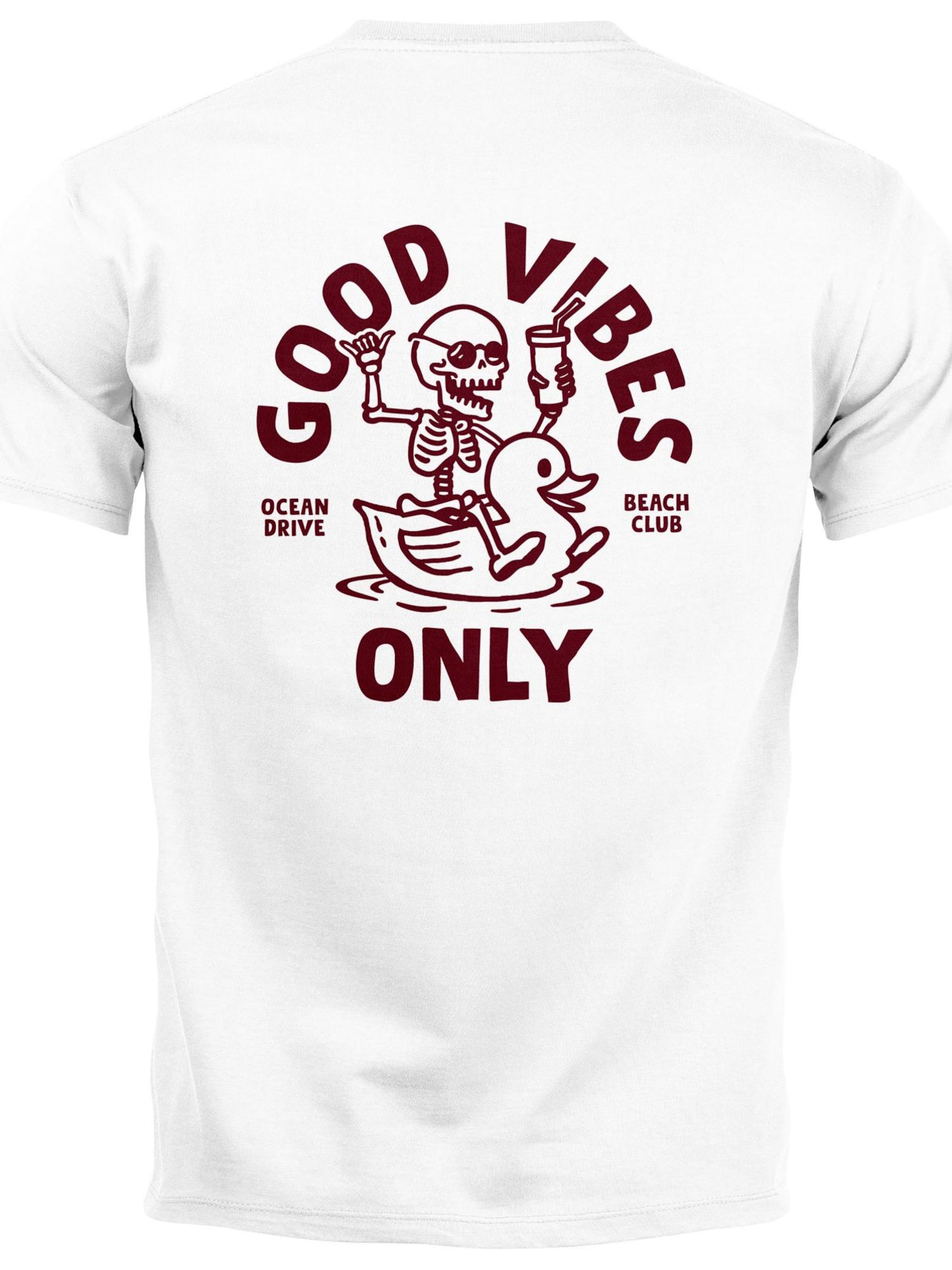 Neverless Shirt 'Good Vibes Rücken' in White
