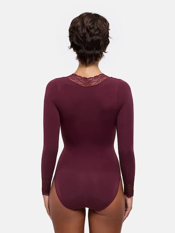 cfab - Body moldeador 'Clean Longsleeve V-Neck with Lace Sculpting Bodysuit with Slip' en rojo