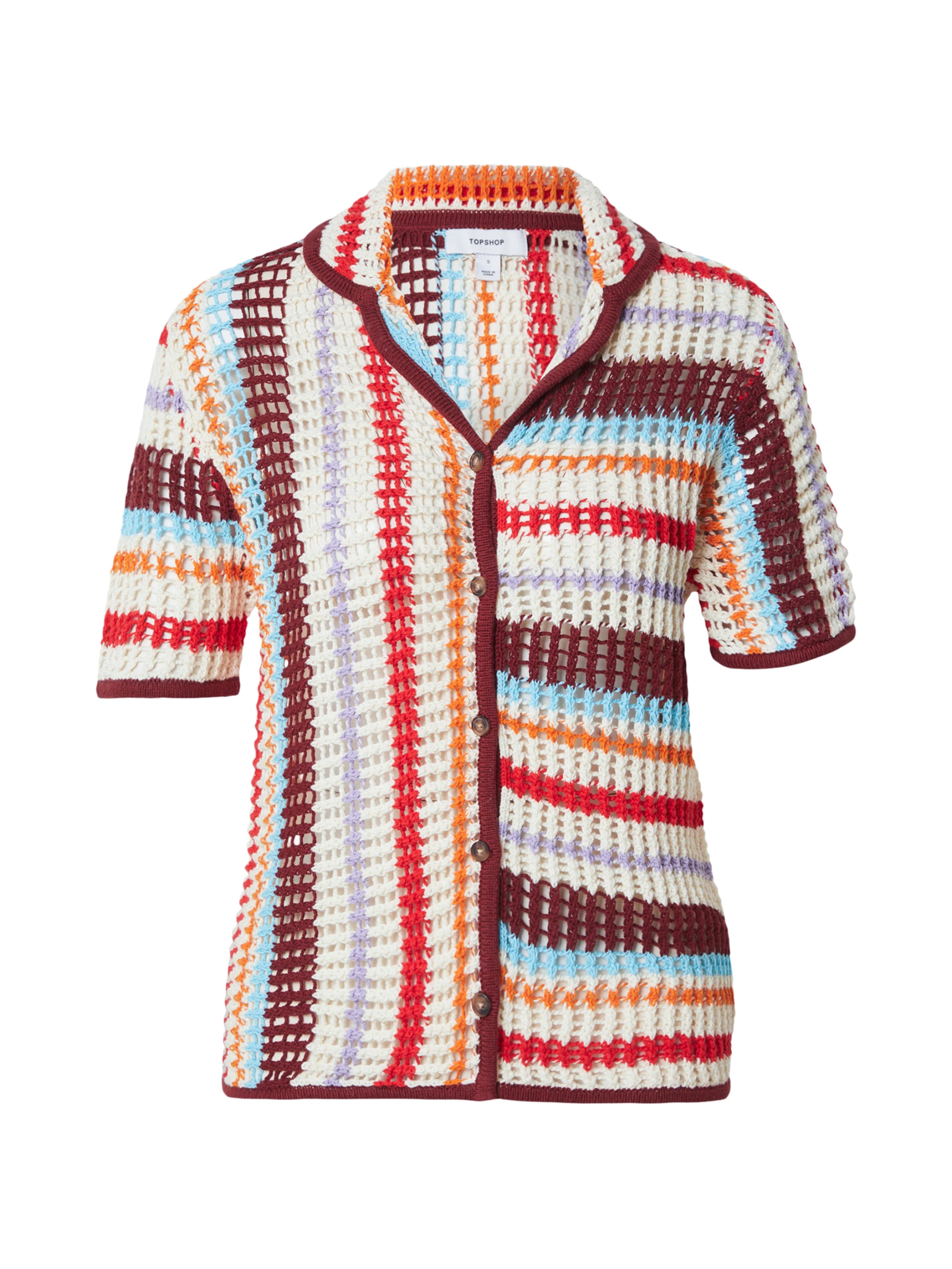 TOPSHOP Πλεκτή ζακέτα 'GERDI' σε κρεμ / γαλάζιο / πασχαλιά / βουργουνδί, Άποψη προϊόντος