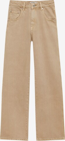 Wide Leg Jean Pull&Bear en beige : devant