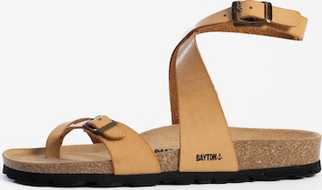 Bayton T-Bar Sandals 'Swan' in Brown: front