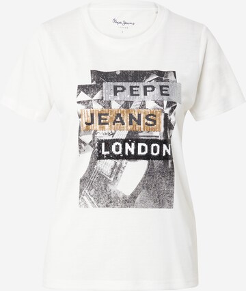balts Pepe Jeans T-Krekls 'CATRINA': no priekšpuses