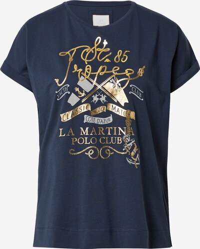 La Martina T-shirt en bleu nuit / jaune d'or / gris, Vue avec produit