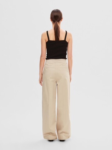 Wide Leg Pantalon à plis SELECTED FEMME en beige