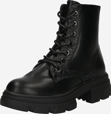 BULLBOXER Lace-Up Ankle Boots in Black: front