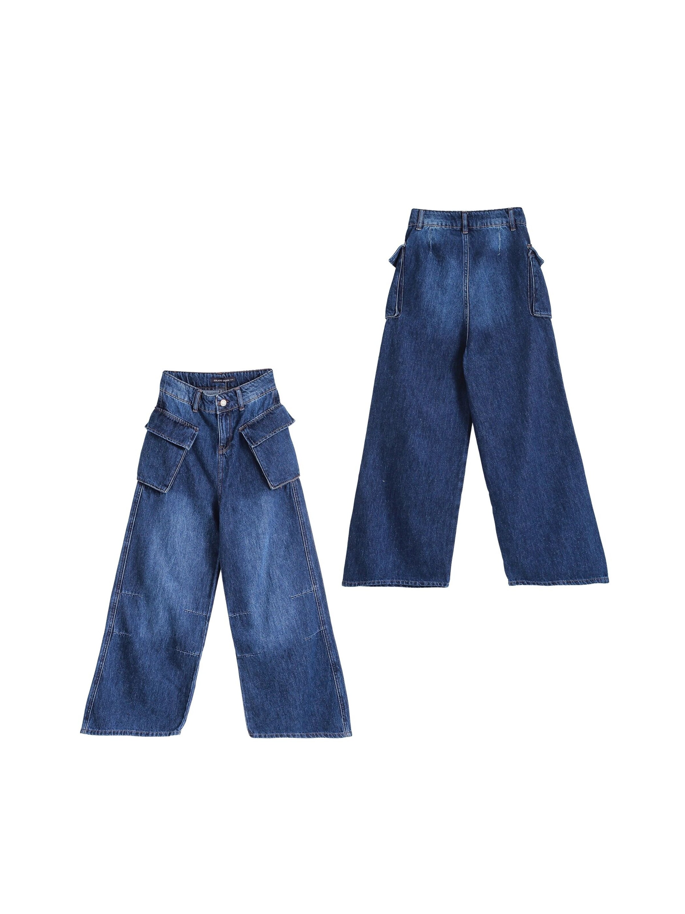 Solang Regular Hose Denim-Cargo-Hose mit Cargotaschen in Blau