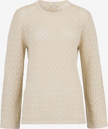 Cellbes of Sweden Gestrickter Pullover mit Lochmuster in Beige: Vorderseite