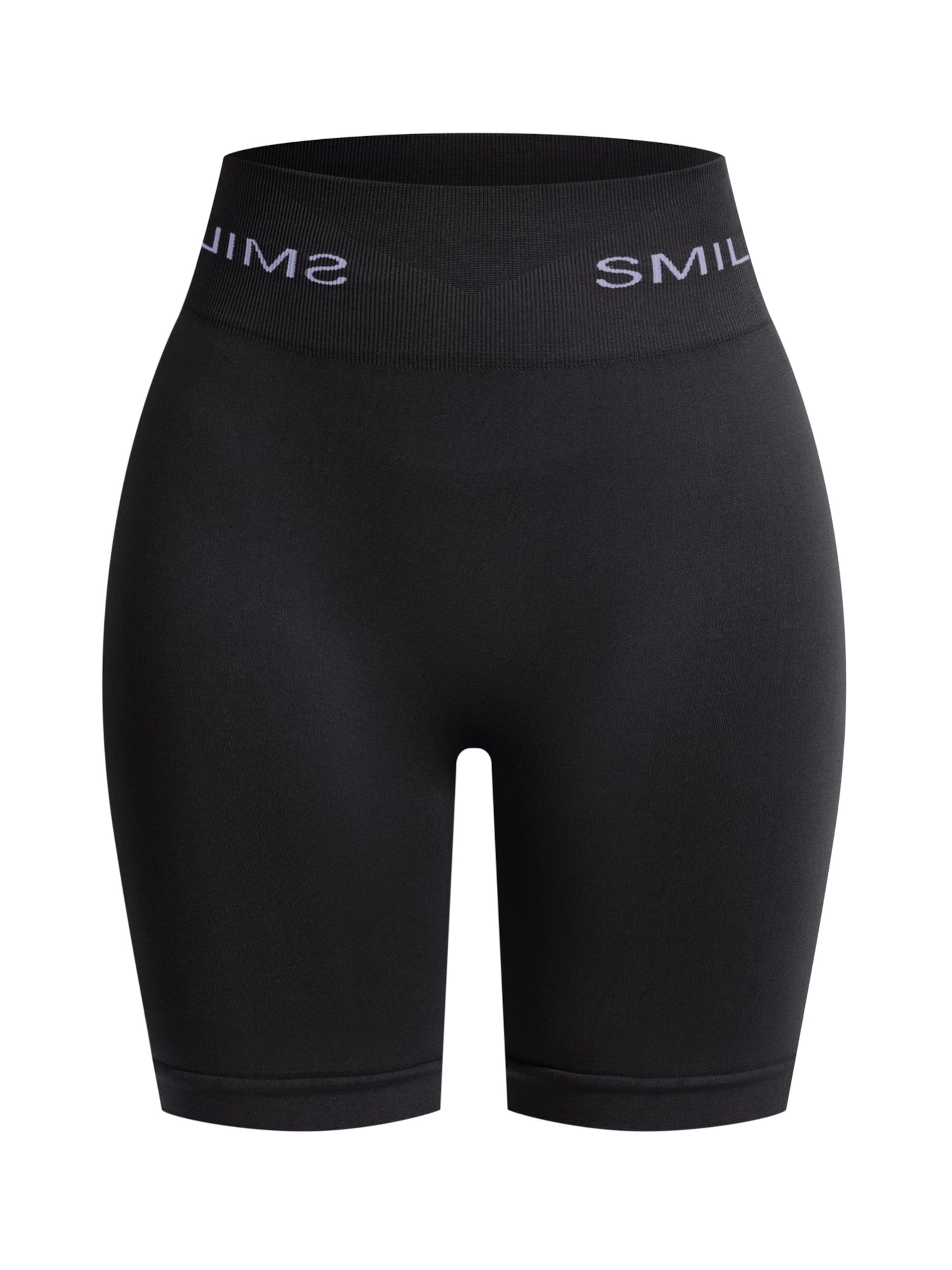 Smilodox Skinny Scrunch Shorts Azura Highwaist in Schwarz: Vorderseite