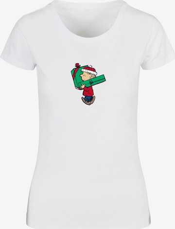 Merchcode Shirt 'Peanuts Charlies Presents' in Wit: voorkant
