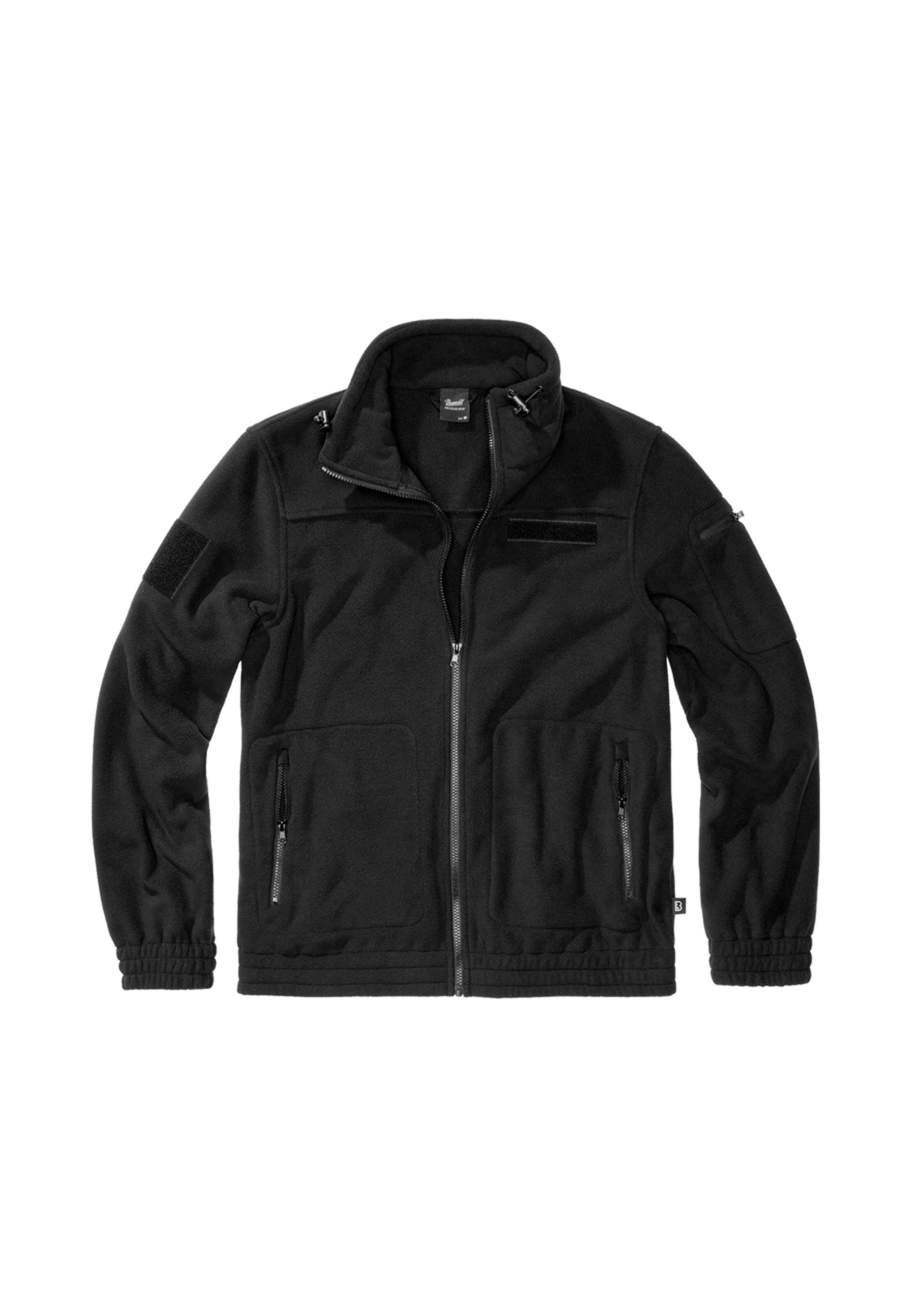 Brandit Fleecejacke 'Combat' in Schwarz: Vorderseite