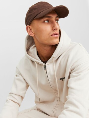 JACK & JONES Zip-Up Hoodie 'Vesterbro' in Beige