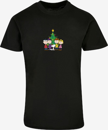 Merchcode Shirt 'Peanuts Christmas Tree' in Zwart: voorkant