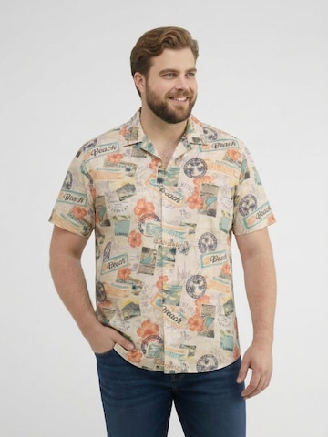 LERROS Comfort Fit Bequemes Kurzarmhemd mit All-over-Print, große Größen in Beige: Vorderseite