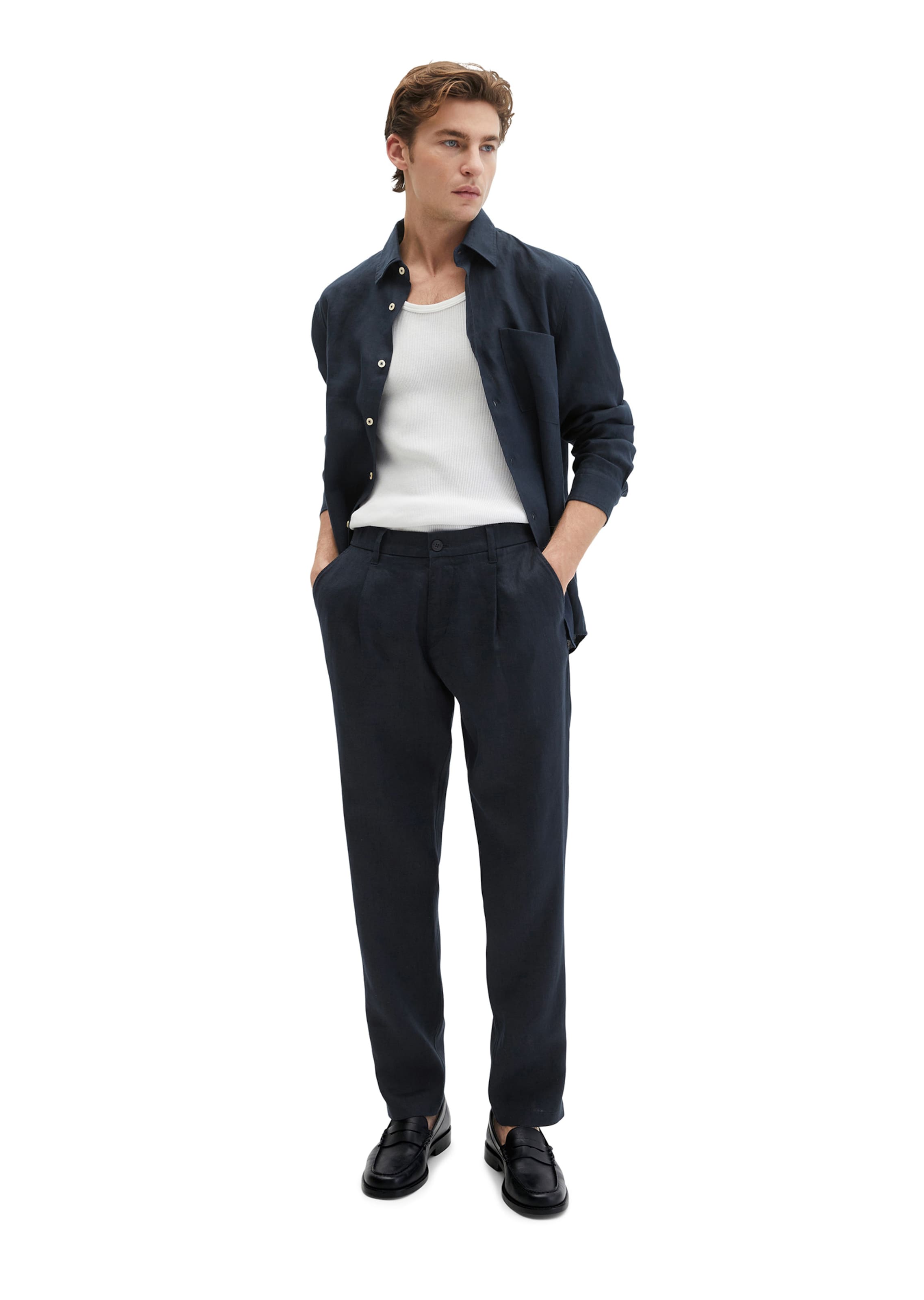 Marc O'Polo Tapered Pleat-front trousers 'Osby' in Blue