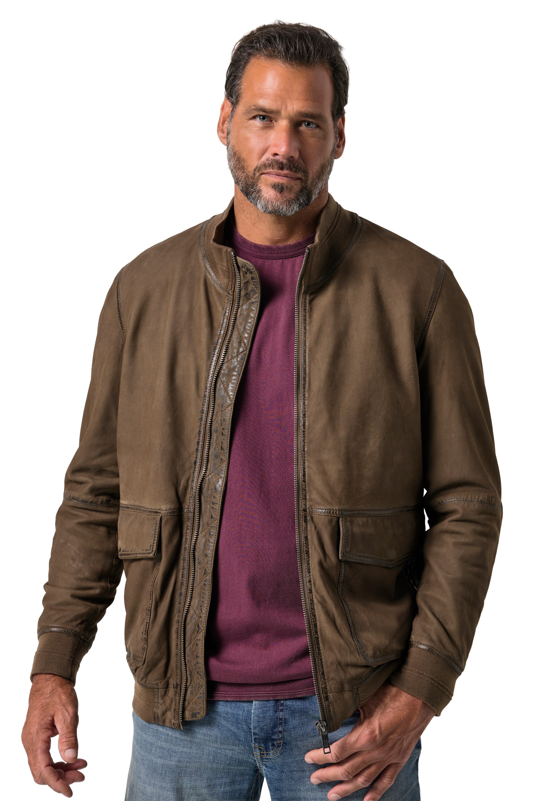JP1880 Between-season jacket in Brown: front