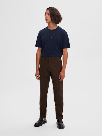 SELECTED HOMME Slim fit Chino trousers 'Miles Flex' in Brown