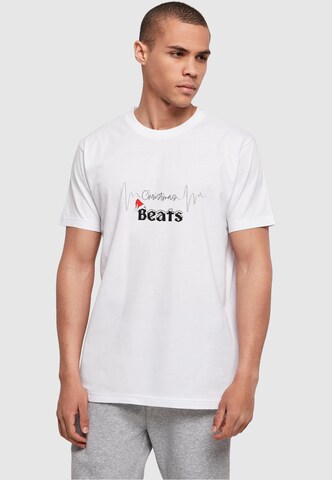 Merchcode Shirt 'Christmas Beats' in Wit: voorkant