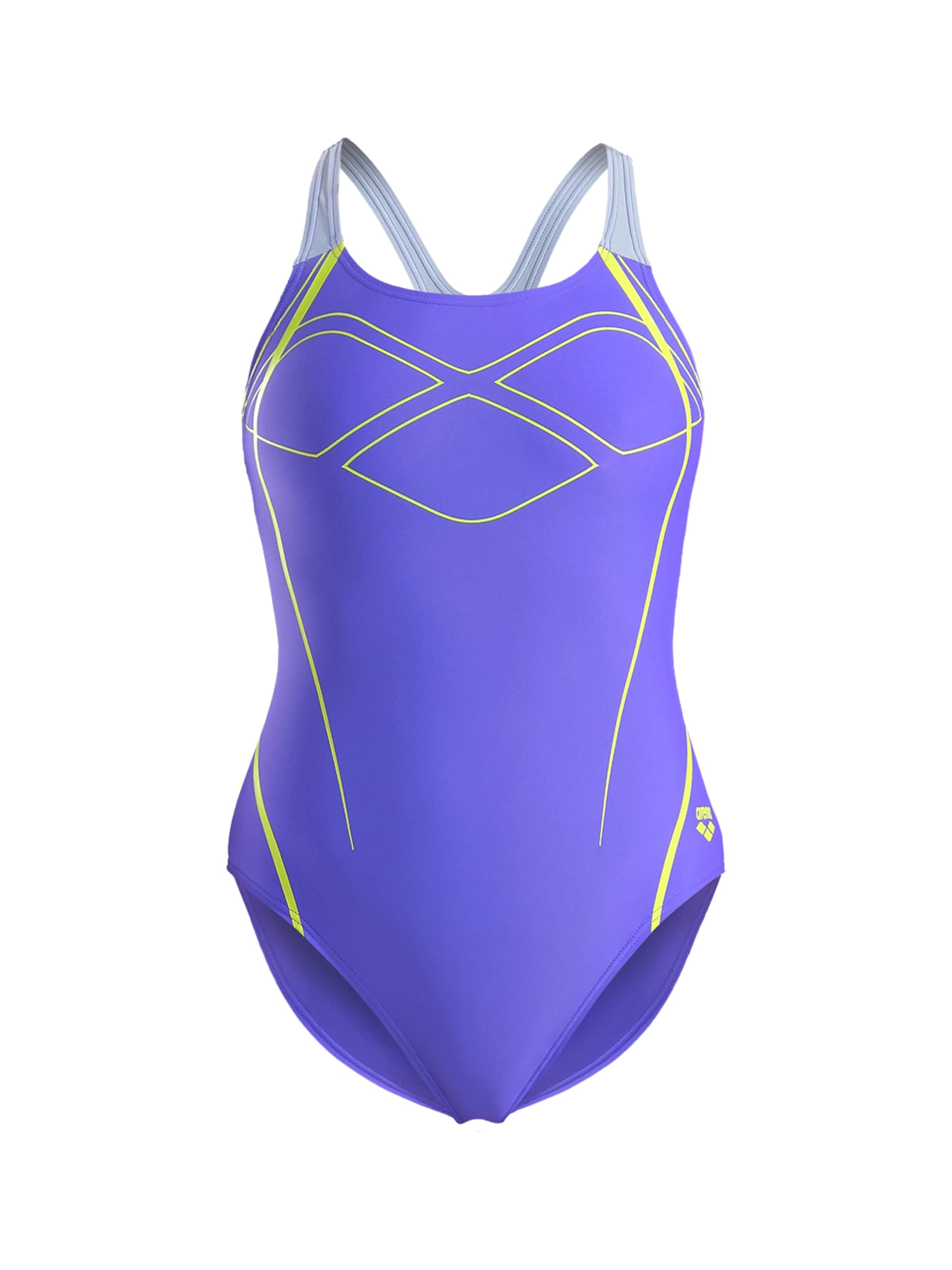 ARENA Bygelfri Baddräkt 'Graphic Pro Back' i blå: framsida