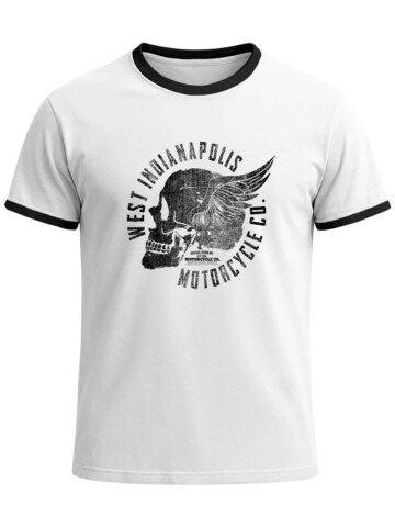 Neverless Shirt 'Motorcycle Skull' in White: front