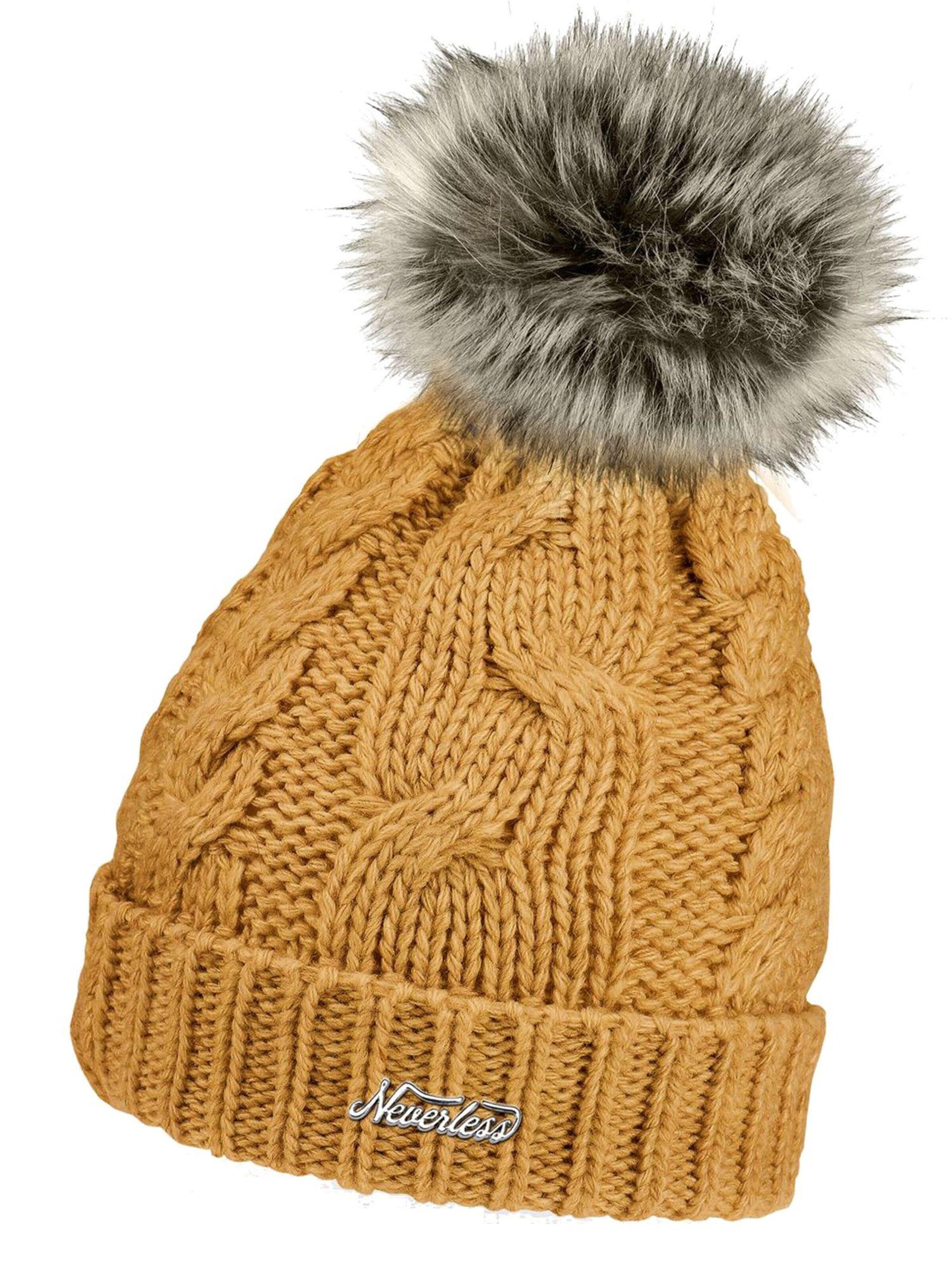 Neverless Beanie 'Model 36943' in Yellow: front
