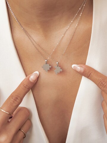 Hey Happiness Ketting 'Twin Puzzle' in Zilver