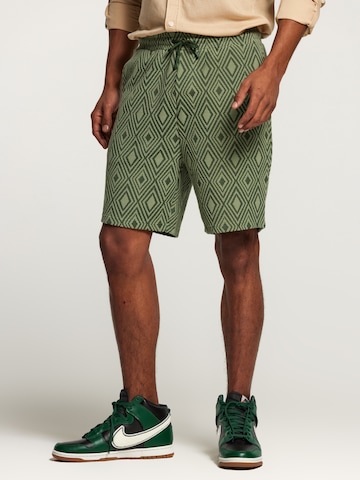 Shiwi Regular Pants 'Intarsia' in Green: front