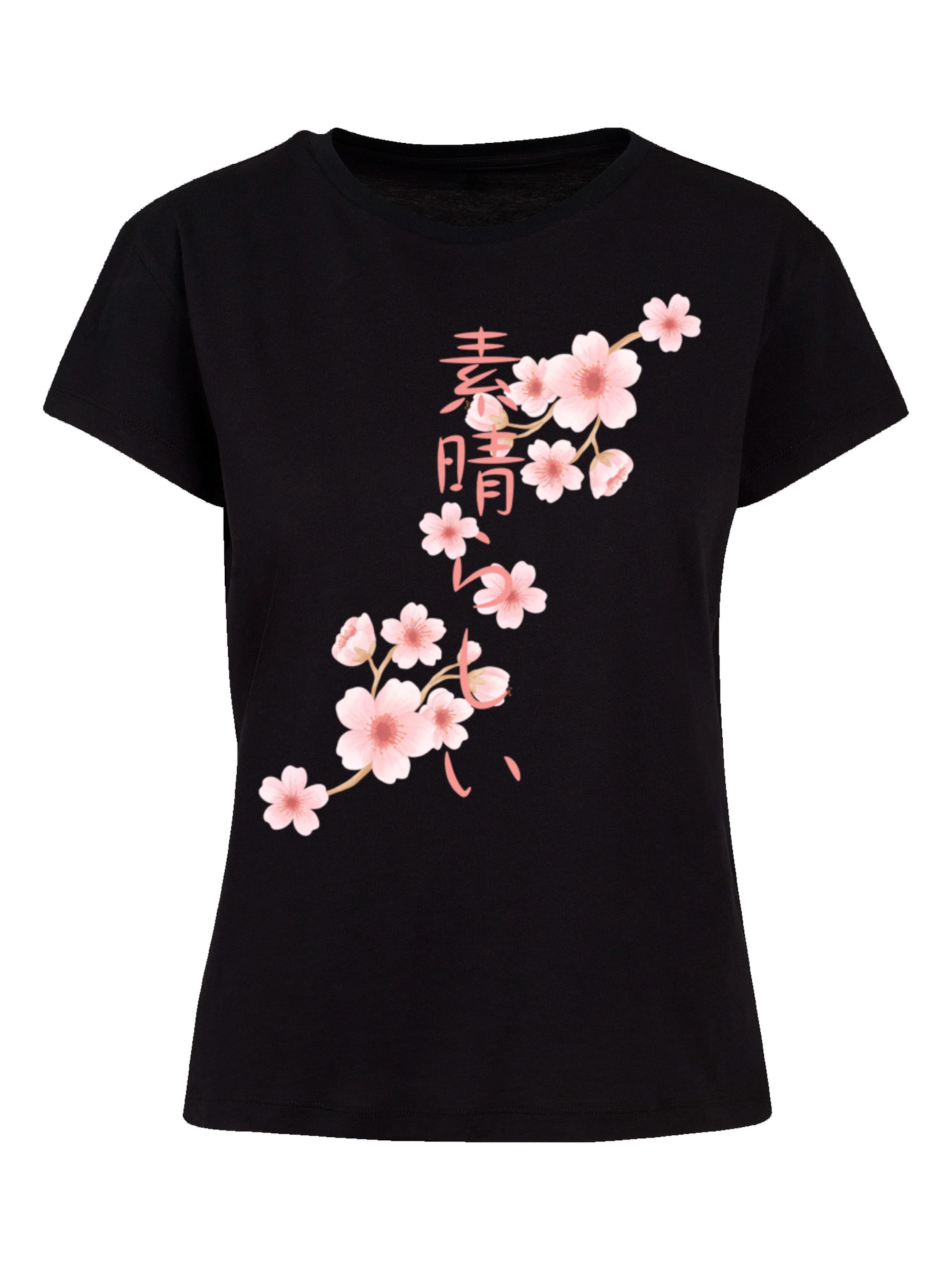 F4NT4STIC Shirt 'Kirschblüten' in Black: front