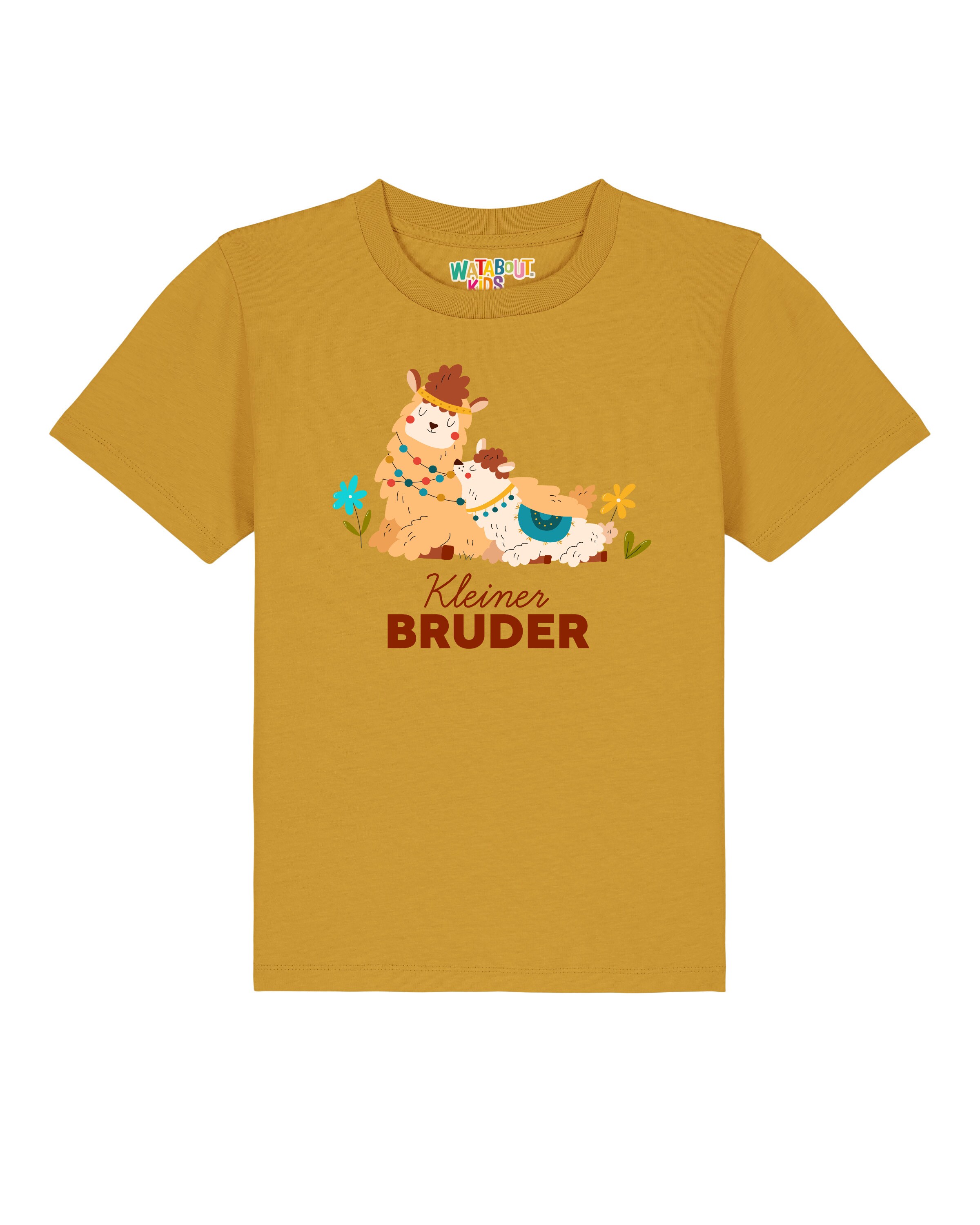 T-Shirt 'Lama Kleiner Bruder' watabout.kids en jaune : devant