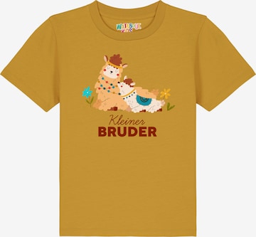 watabout.kids Shirt 'Lama Kleiner Bruder' in Yellow: front