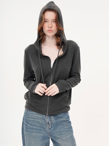 yoligex Sweatshirt 'YOLIGEX Kapuzenjacke Melange Grau mit Reißverschluss & Kängurutasche' in Grijs