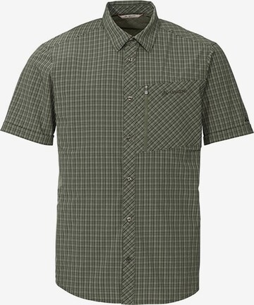 VAUDE Athletic Button Up Shirt 'Seiland' in Green: front