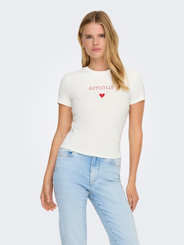 ONLY T-shirt 'ONLKIRA' i vit: framsida