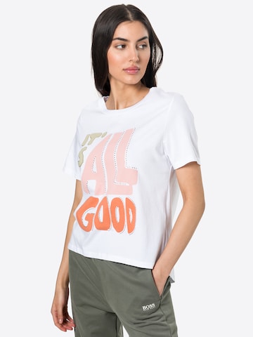 Tricou 'It's All Good' de la Rich & Royal pe alb: față