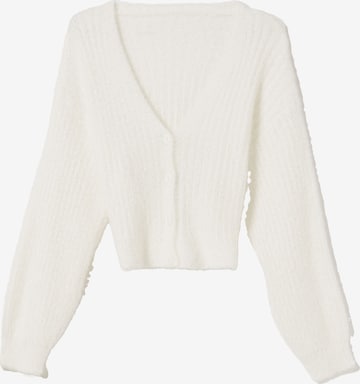 Bershka Knit Cardigan in White: front